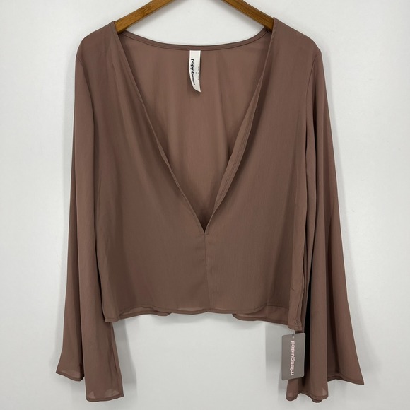 Missguided Tops - Missguided Blouse Women's Size S Purple‎ Solid Open Neck Long Sleeve New NWT
